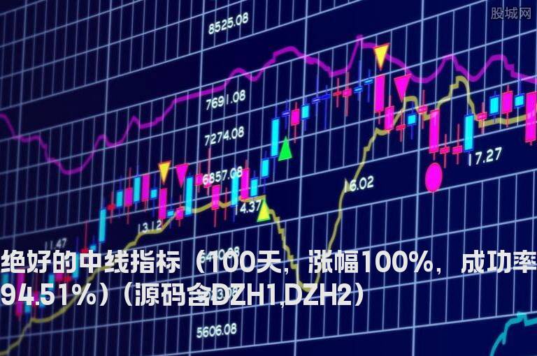 绝好的中线指标（100天，涨幅100%，成功率94.51%）(源码含DZH1,DZH2）