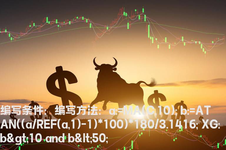 10日线上升角度在10-50度角的选股公式