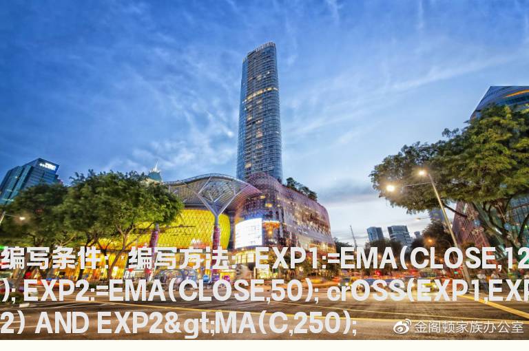 必须在250日均线上面EXPMA金叉公式