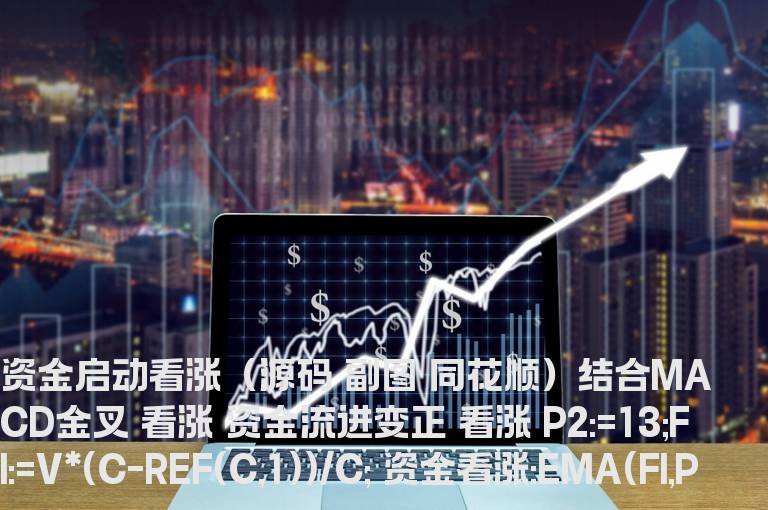 资金启动看涨（源码 副图 同花顺）结合MACD金叉 看涨   资金流进变正 看涨