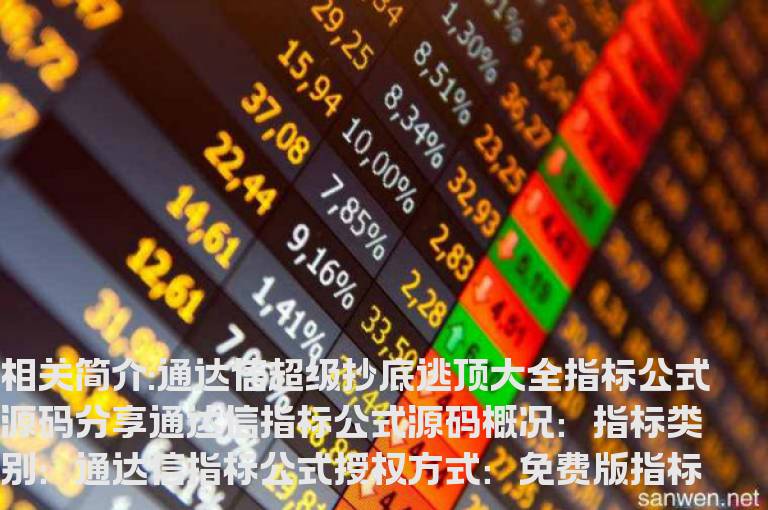 通达信超级抄底逃顶大全指标公式源码分享