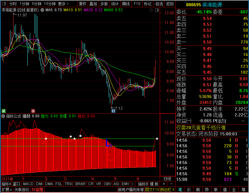 通达信分时买卖分时副图未加密选股指标公式源码