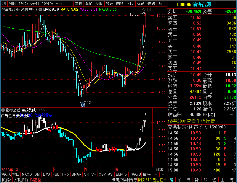 通达信分时多空,红色线做多,蓝色线做空主图未加密选股指标公式源码