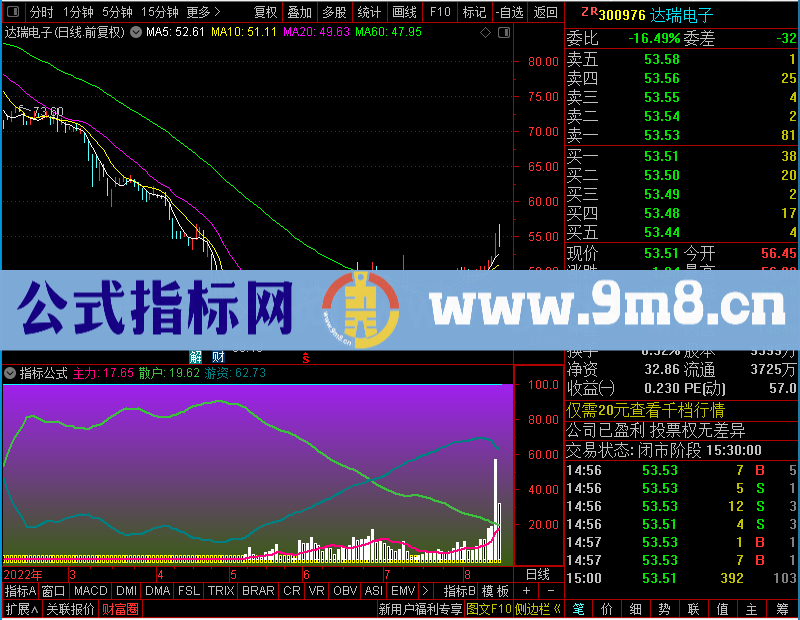 通达信庄家的恶梦精品副图未加密选股指标公式源码