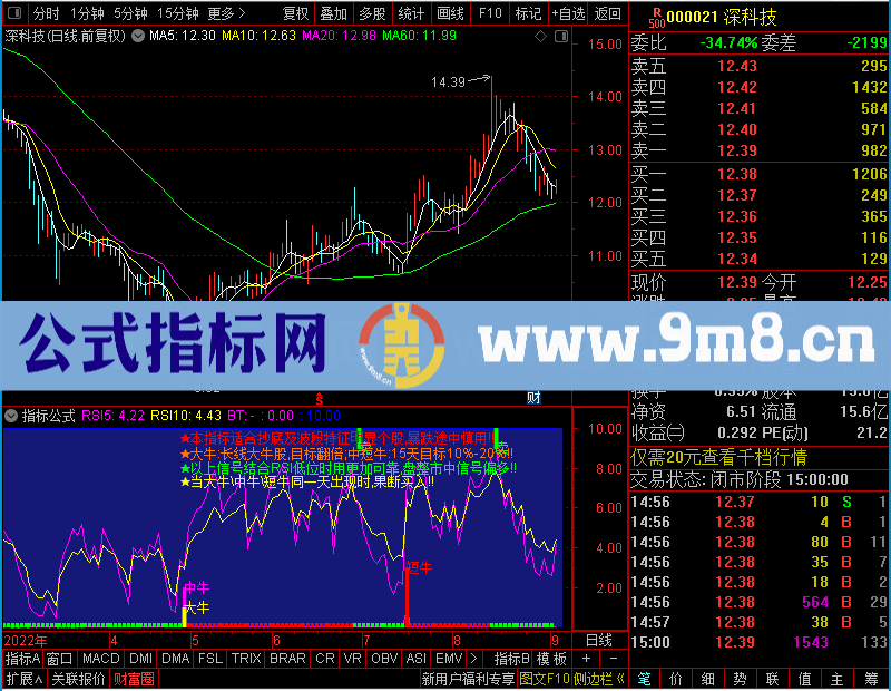 通达信超级大牛副图贴图未加密选股指标公式源码