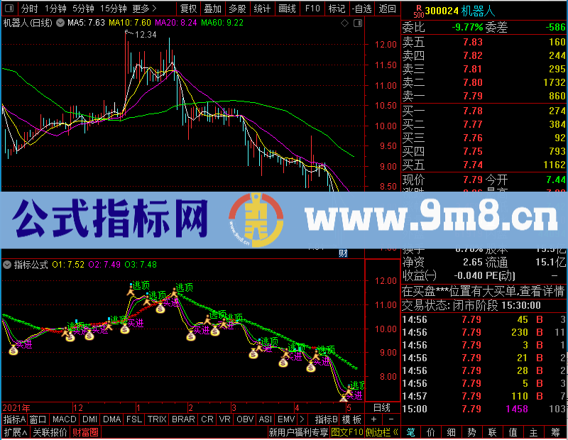 通达信钱袋出现（买进逃顶）未加密选股指标公式源码