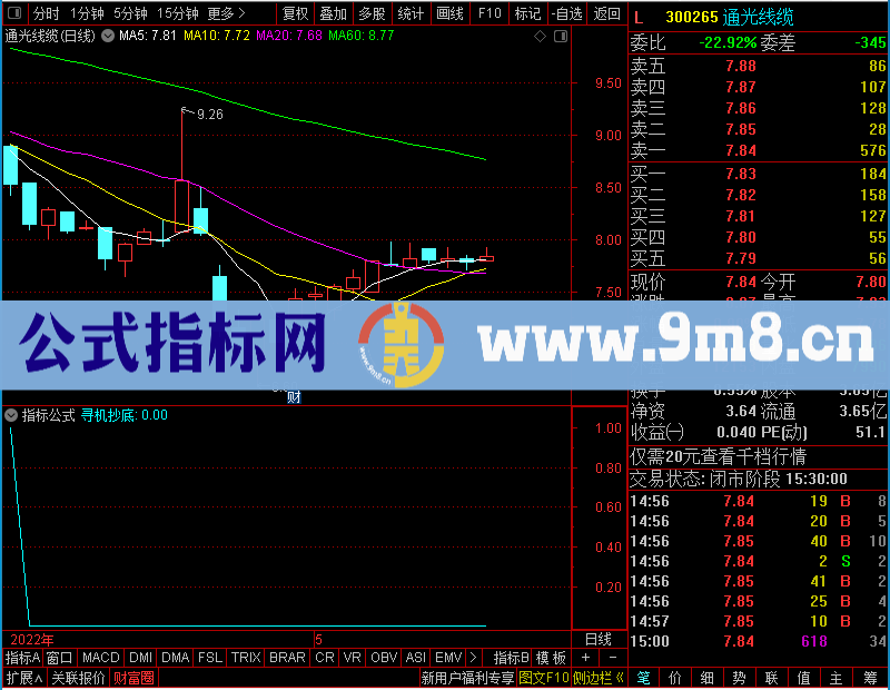 通达信寻机抄底未加密选股指标公式源码