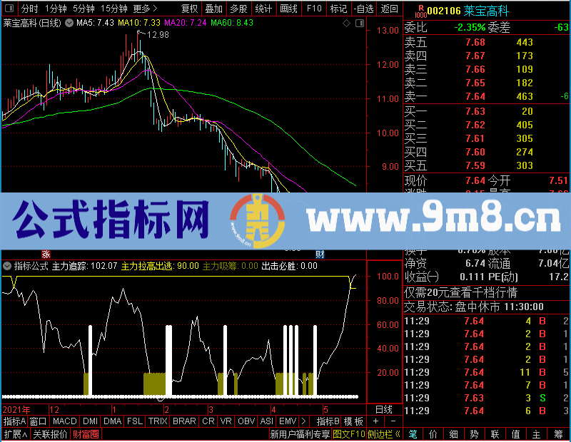 通达信红宝利跟庄未加密选股指标公式源码