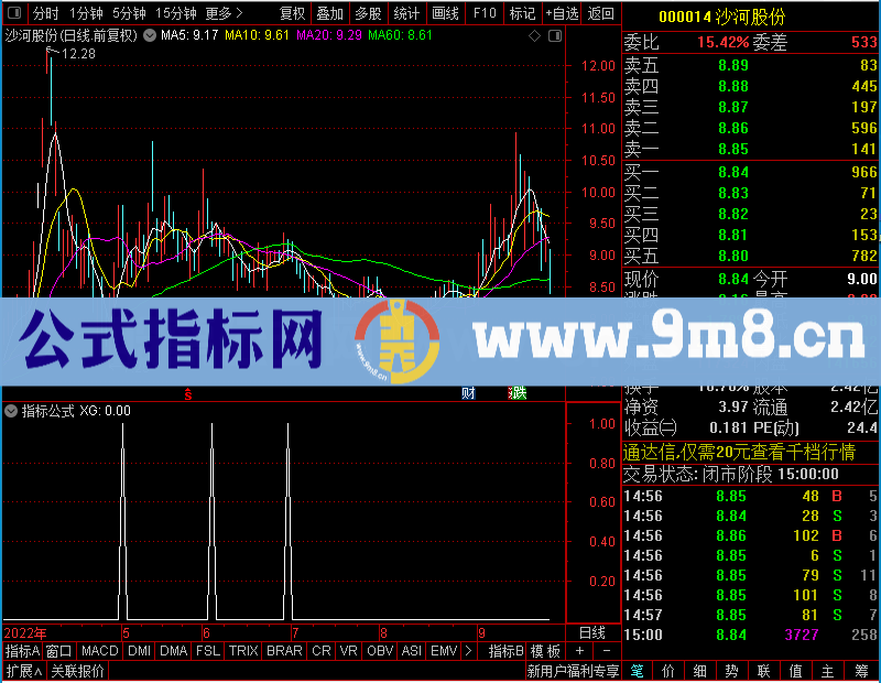 通达信上升通道《反压24线》未加密选股指标公式源码