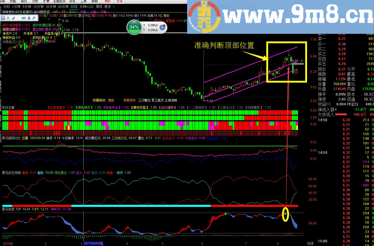 ★★★黑马预顶★★★(指标 副图 通达信 贴图 源码）被忽略的【实战精品】