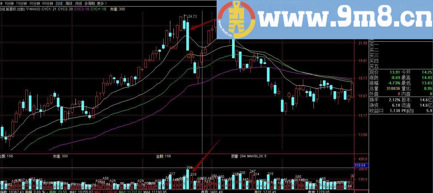 成交金额 通达信副图指标 源码 贴图 