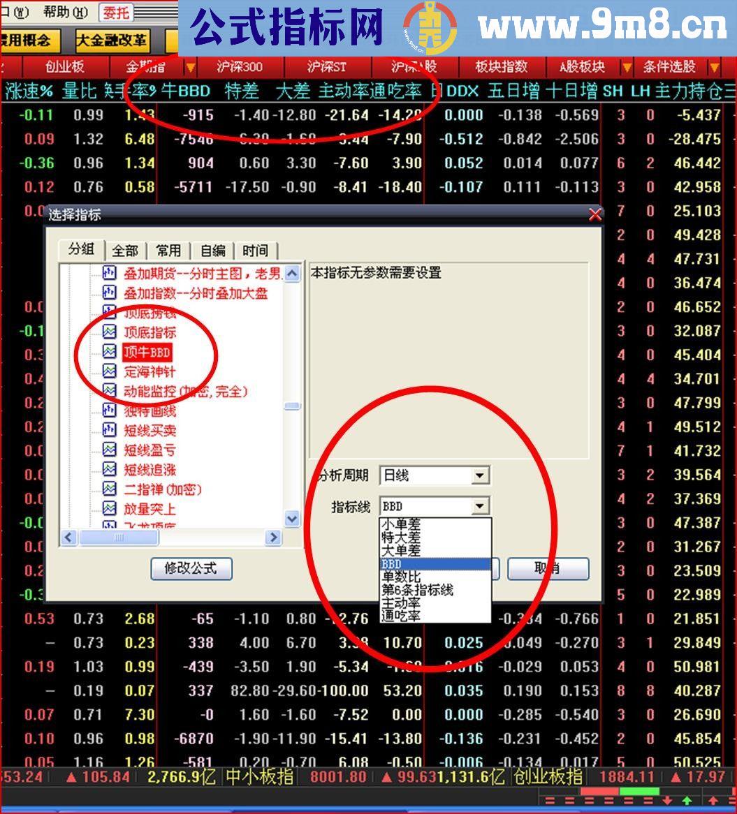 通过技术指标导出 顶牛BBD指标现已修改为能在大智慧6.03版上使用 贴图