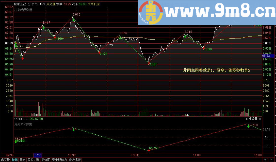 分时主副图指标 说明在图中 盘中有即时数据 通达信指标 源码 贴图