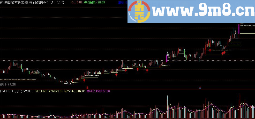 黄金线阳盖阴 通达信指标 源码 贴图