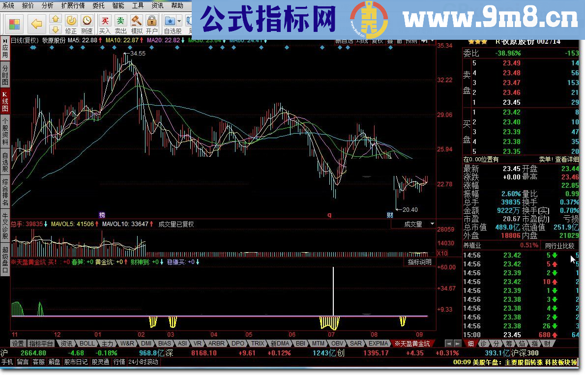 天盈黄金坑 同花顺指标 九毛八公式指标网 稳赚买