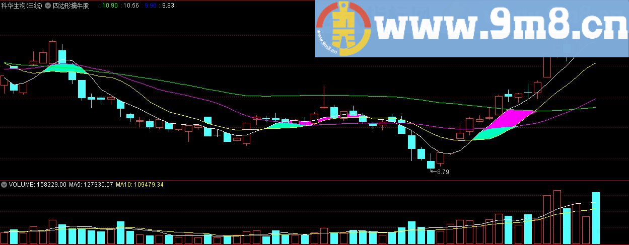 四边形擒牛股 通达信主图指标 九毛八公式指标网