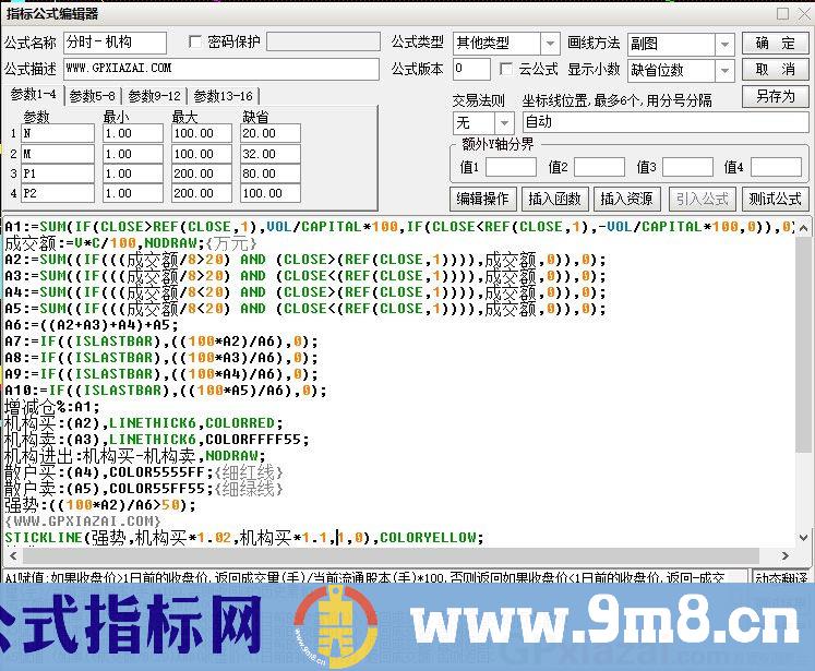 分时——机构 通达信分时指标 九毛八公式指标网