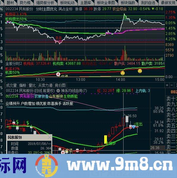 冠军分时优化+做T神器 通达信分时主图指标 贴图 加密