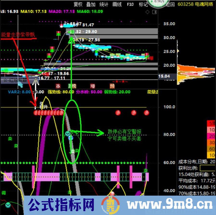 自创买卖波段精品辅助看盘 通达信副图指标 源码 贴图 无未来函数