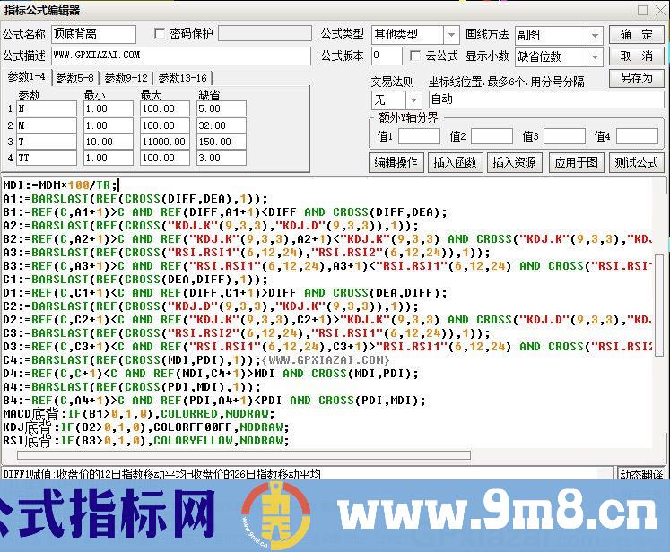 顶底背离 MACD/KDJ/RSI/DMI顶底背离 通达信副图指标 源码 贴图