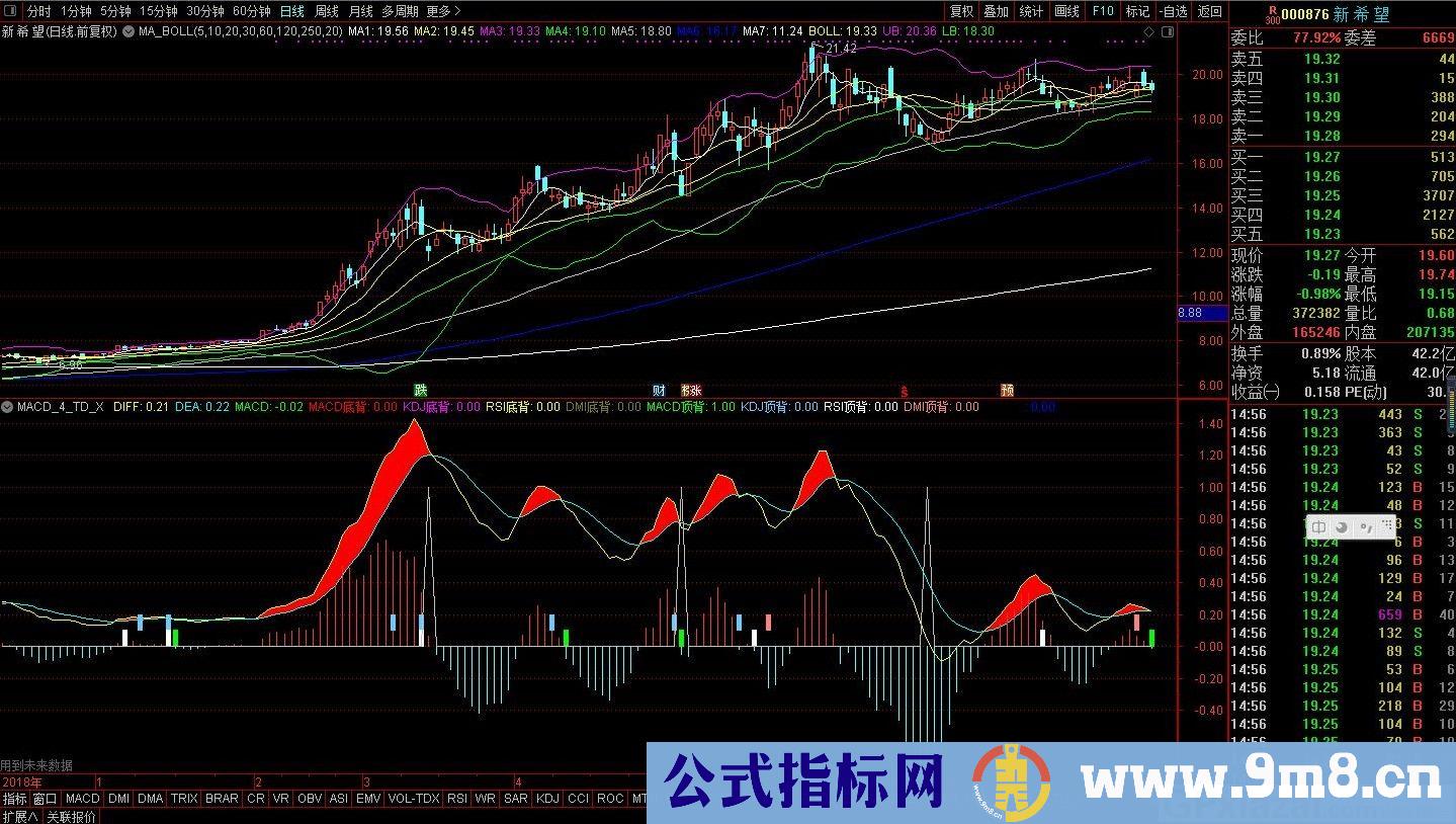 顶底背离 MACD/KDJ/RSI/DMI顶底背离 通达信副图指标 源码 贴图