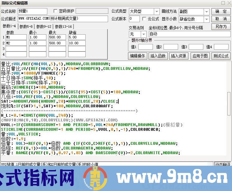 自用量能 预计期满成交量 通达信副图指标 源码 贴图