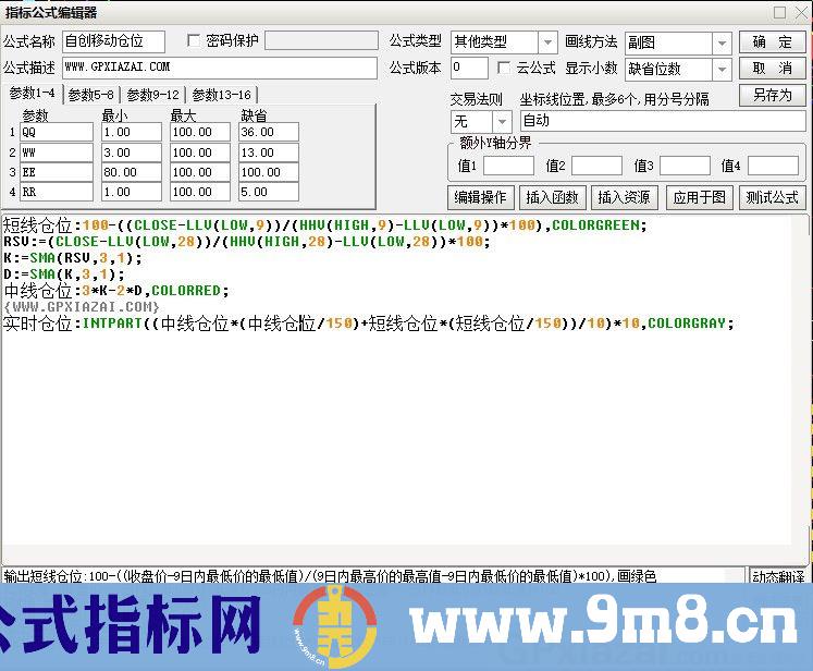 自创移动仓位 短线、中线仓位 通达信副图指标 源码 贴图