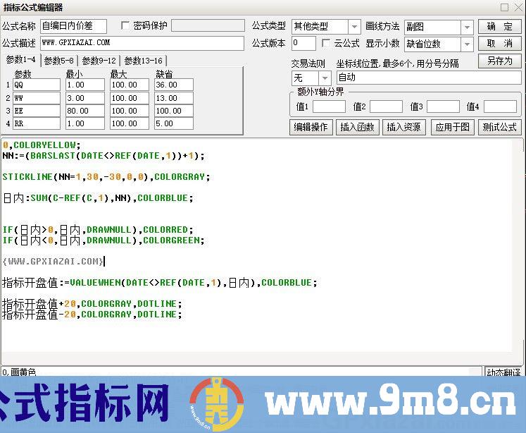 自编日内价差 本指标主要针对期货日内编写 通达信副图指标 源码 贴图
