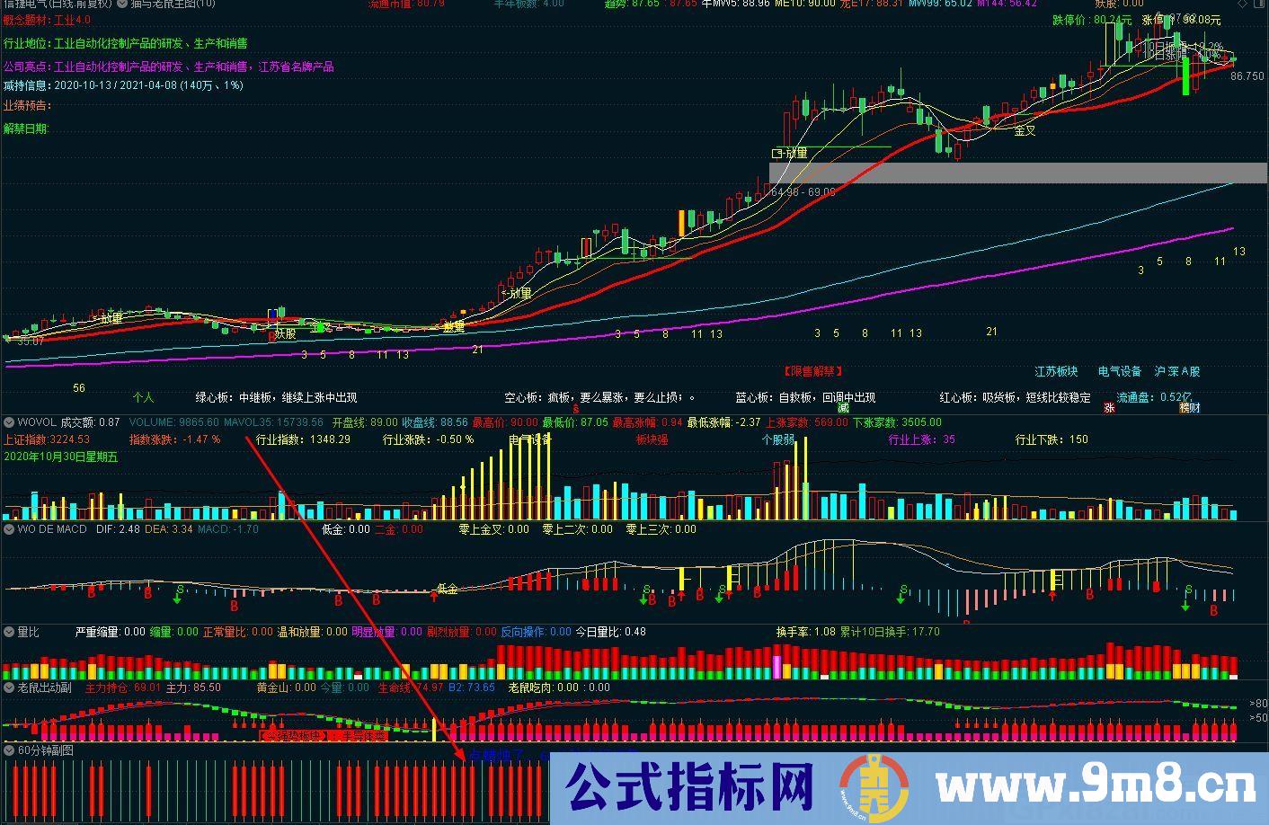 60分钟幅图 通达信副图指标 九毛八公式指标网