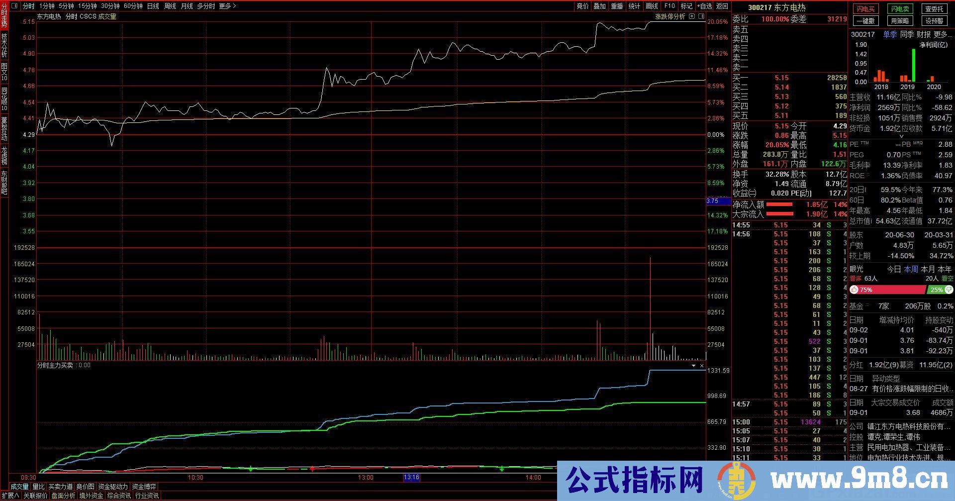 分时图主力买卖线 通达信分时副图指标 九毛八公式指标网 没未来函数 加密 使用说明