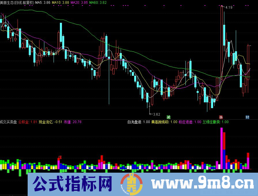 通达信成交买卖盘副图指标 源码 贴图