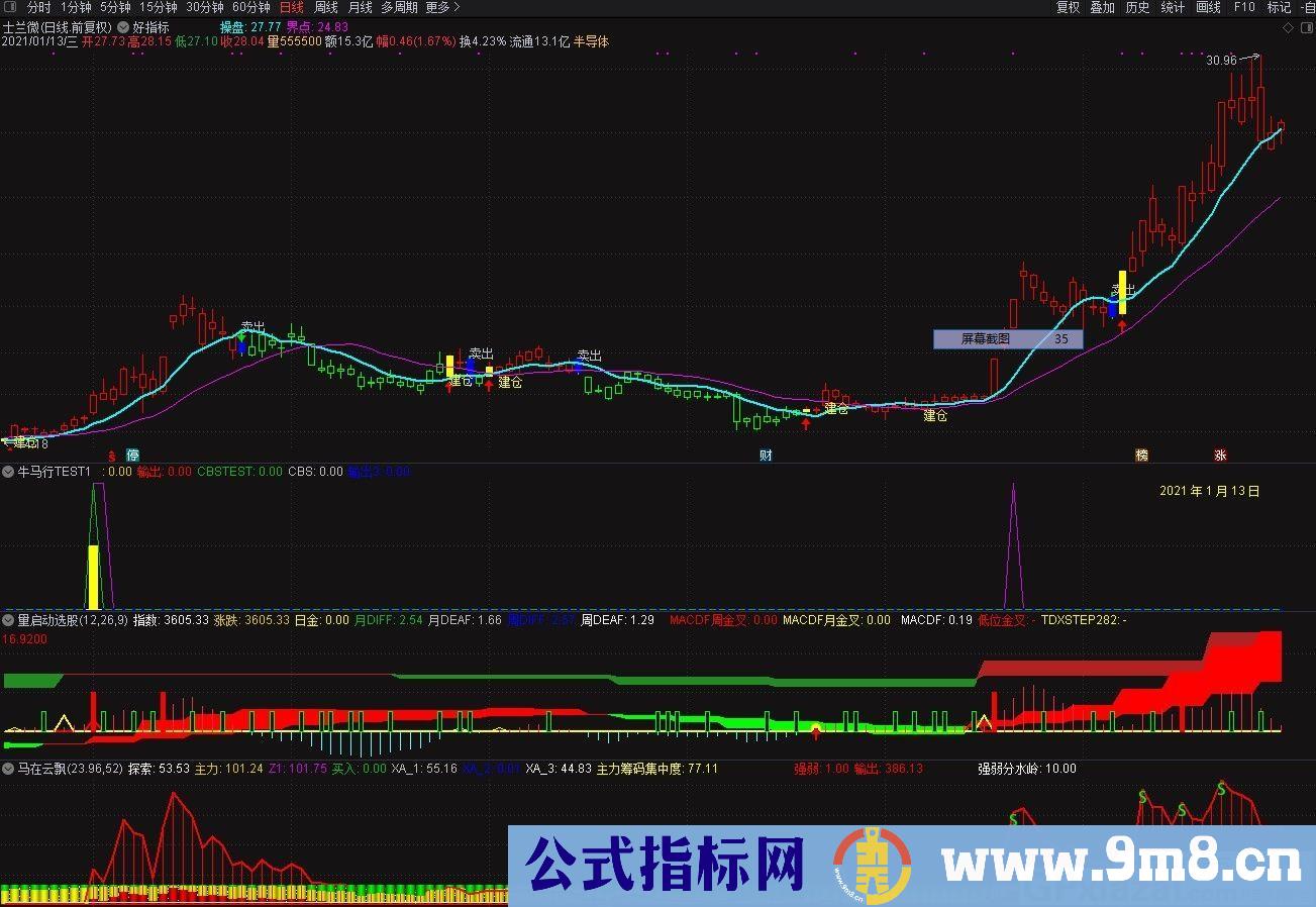 快速识别庄家意图 指标直观 马在云飘 通达信副图指标 贴图 完全加密 无未来