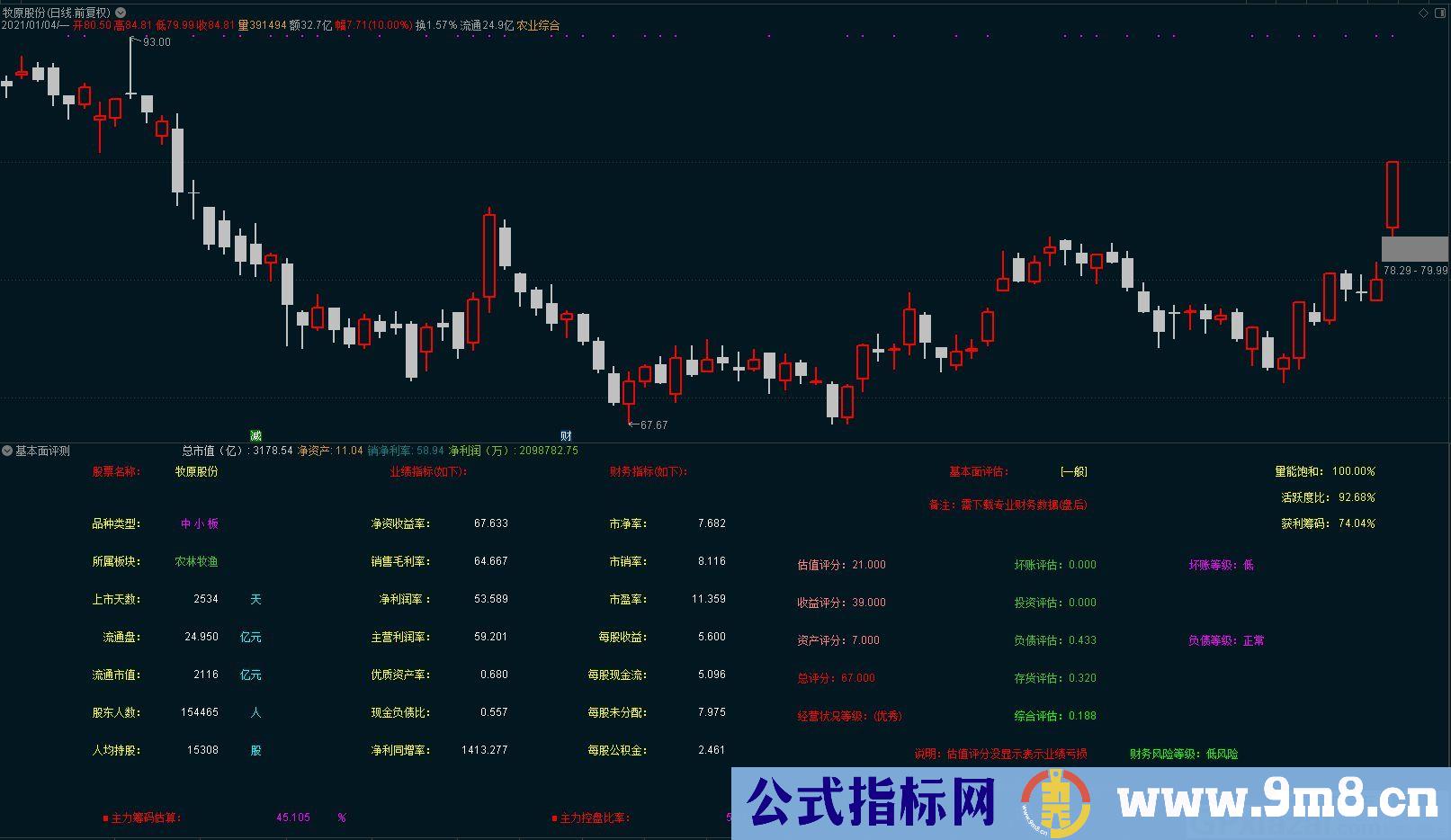 很实用的指标 基本面评测 通达信副图指标 源码 贴图
