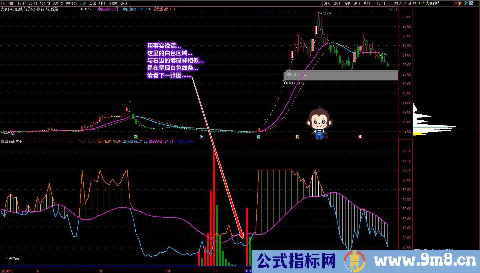 廷进 筹码杀庄王 通达信副图指标 源码 贴图 无未来
