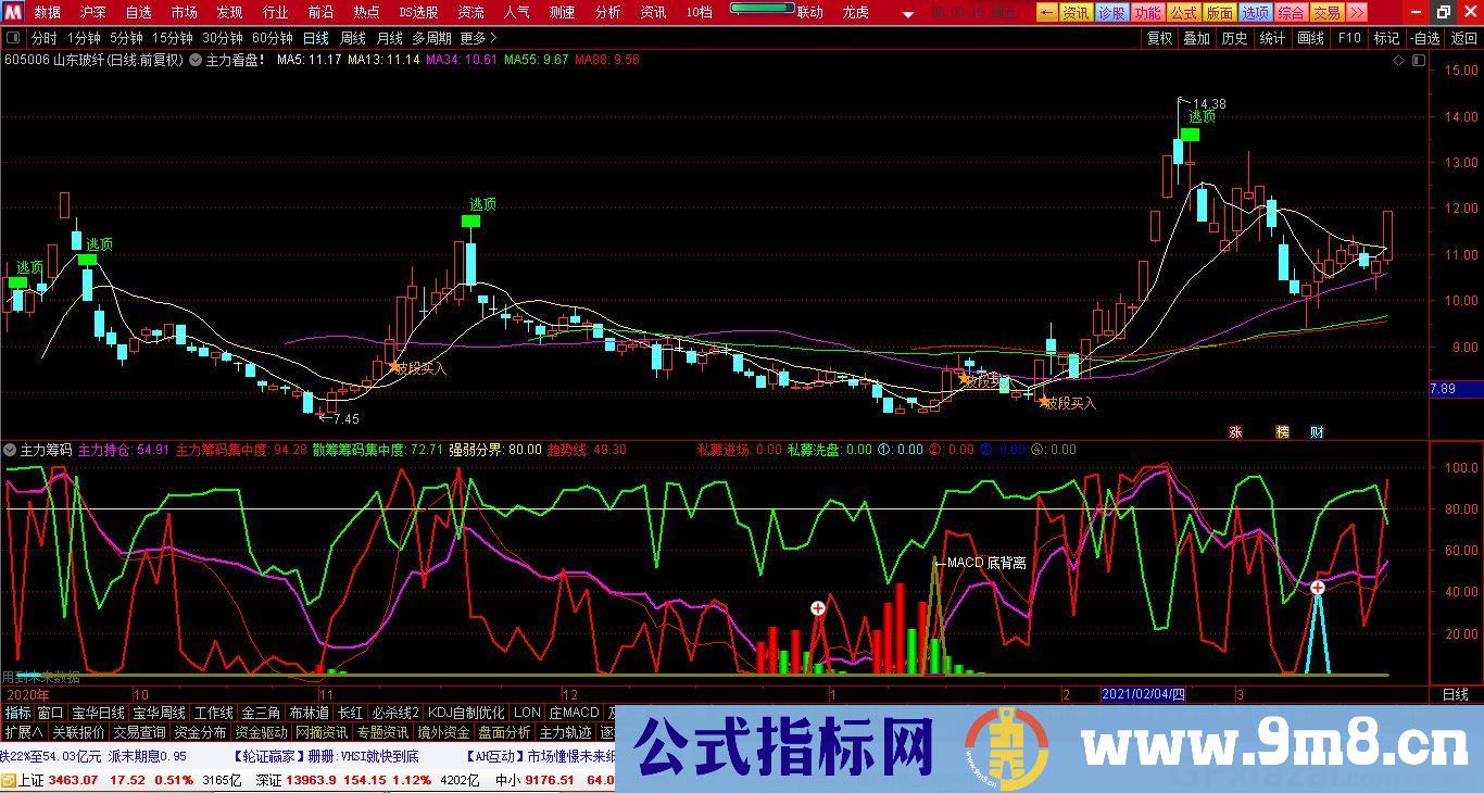 主力看盘 通达信主图指标 源码 贴图