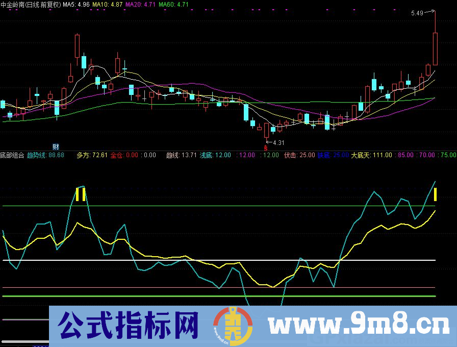 底部组合 低吸高抛 抄底类指标 通达信副图指标 源码 贴图