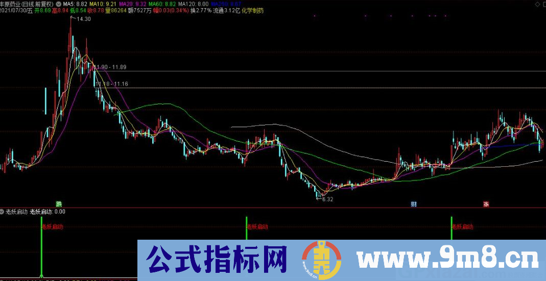 老妖启动 回调时买入 勿追高 通达信副图指标 九毛八公式指标网