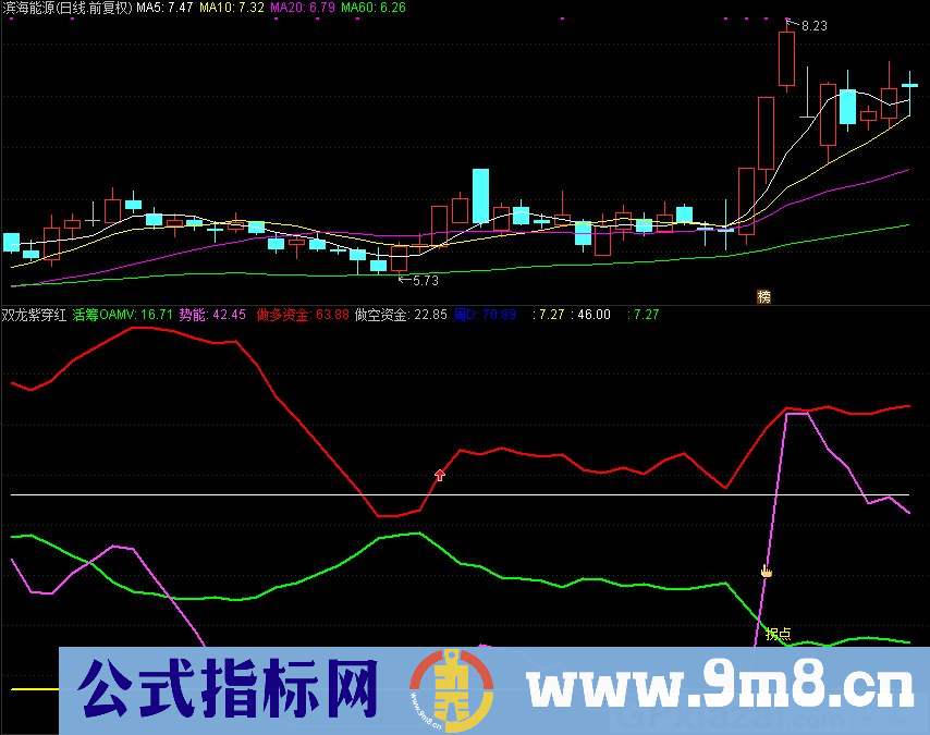 双龙紫穿红 通达信副图指标 九毛八公式指标网