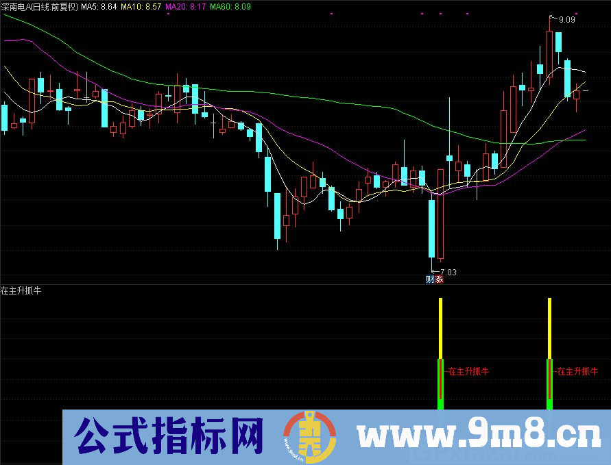 通达信在主升抓牛副图指标 源码 贴图