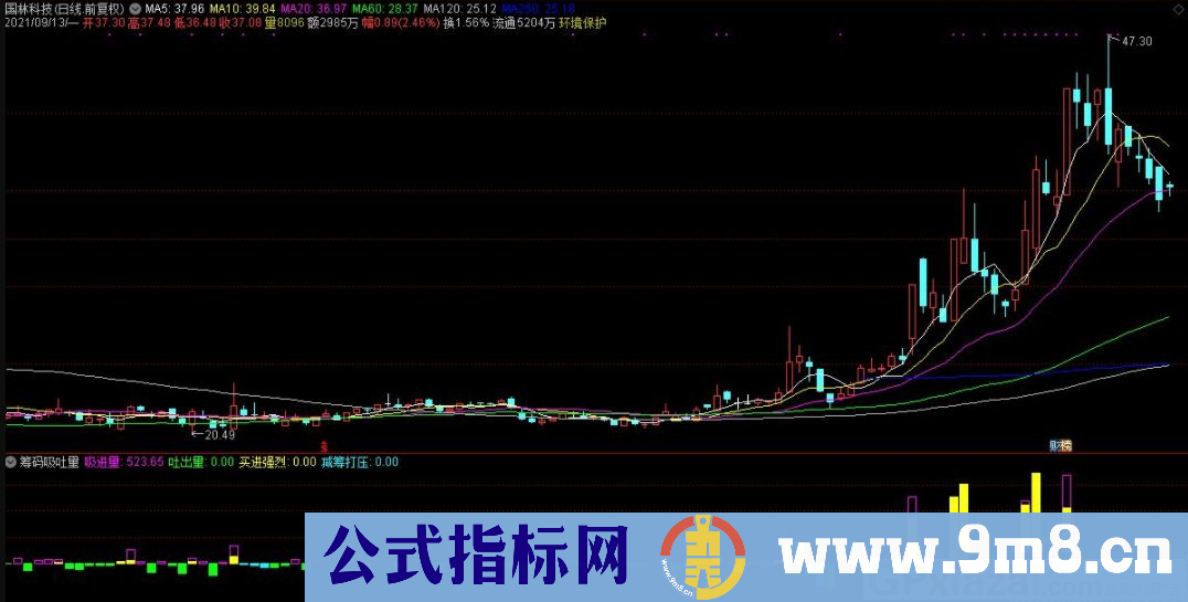 通达信筹码吸吐量副图指标 源码 贴图