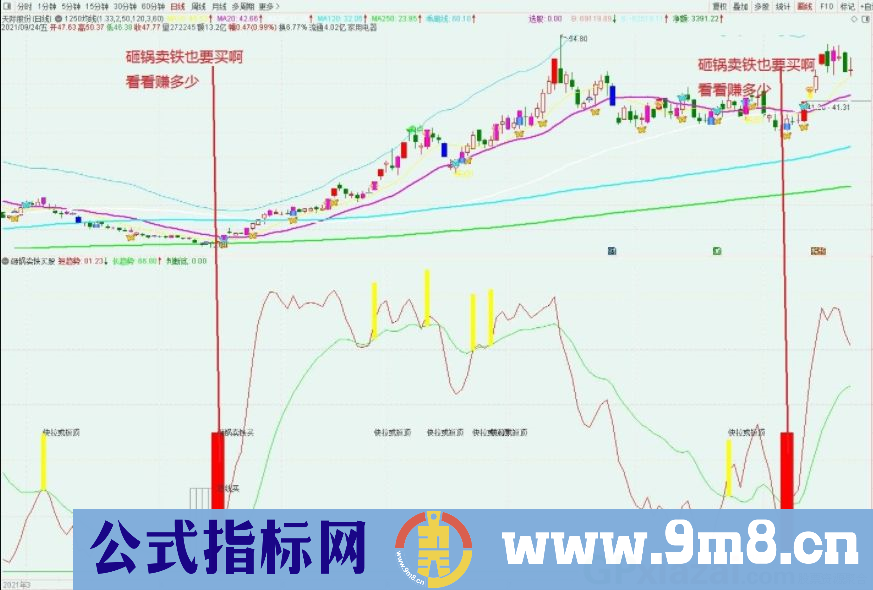 通达信砸锅卖铁买股副图指标 源码 贴图