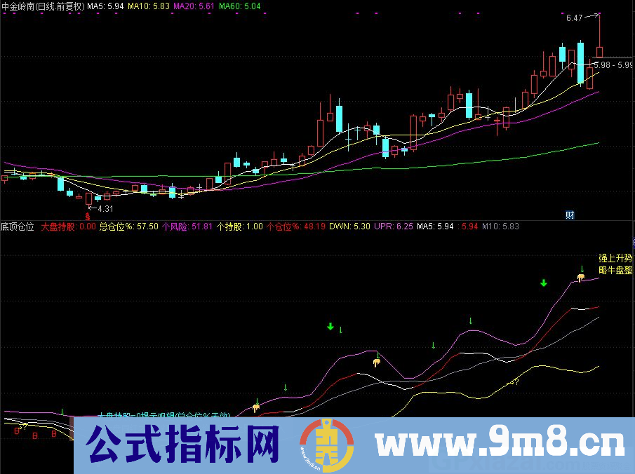 通达信底顶仓位 金股擒牛副图指标 源码 贴图