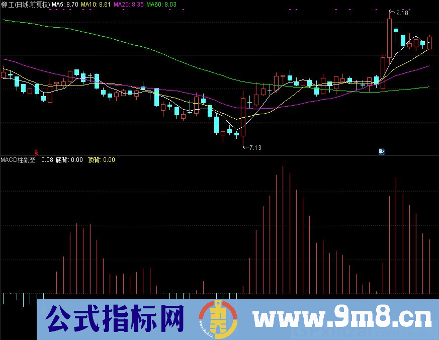 通达信MACD柱副图指标 有使用方法 源码 贴图