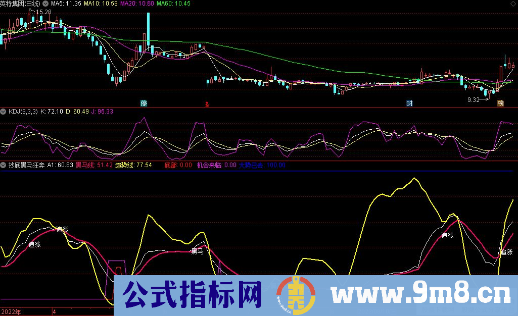 通达信抄底黑马狂奔副图指标 抄底参考 顶底趋势参考 源码 贴图