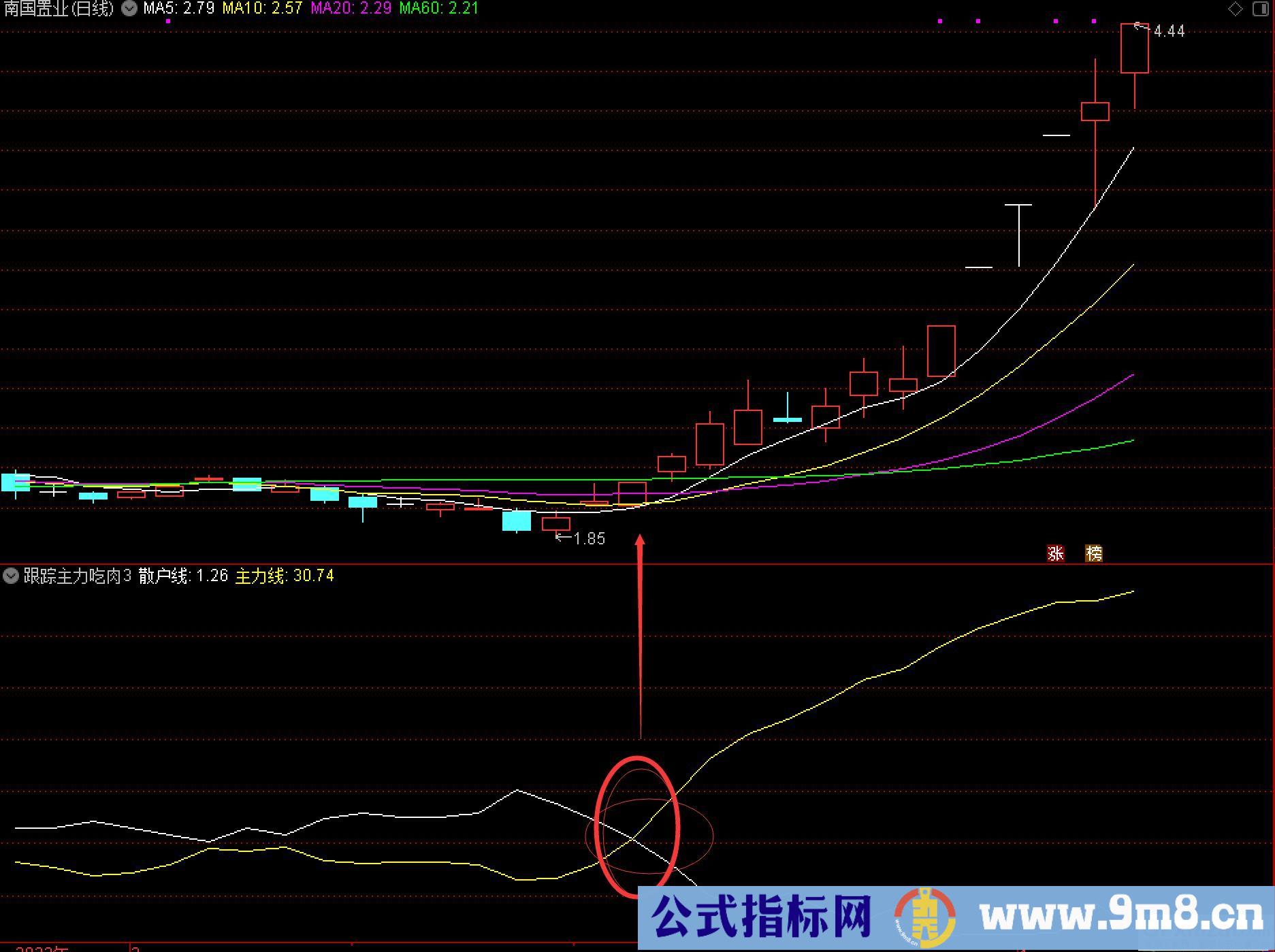 通达信跟踪主力吃肉副图指标 源码 贴图