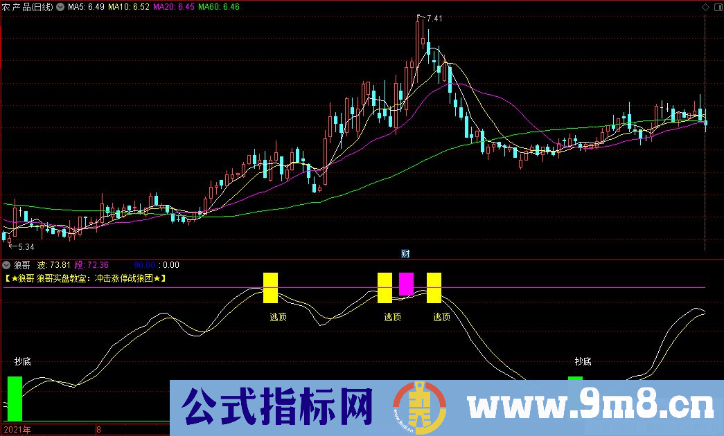 通达信狼哥实盘教室 冲击涨停战狼团副图指标 源码 贴图