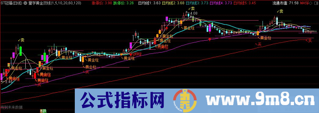 通达信量学黄金双线主图指标 源码 贴图