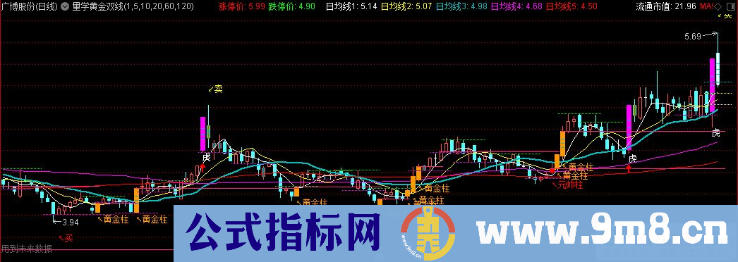 通达信量学黄金双线主图指标 源码 贴图