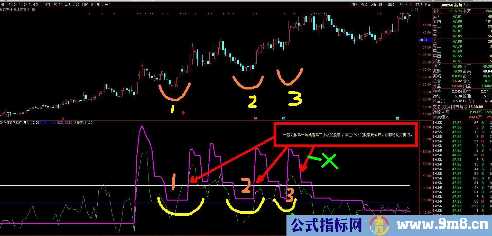 通达信【涨停评估指标】一个能区别强弱的指标 为打板做好准备 副图/选股预警 源码 贴图