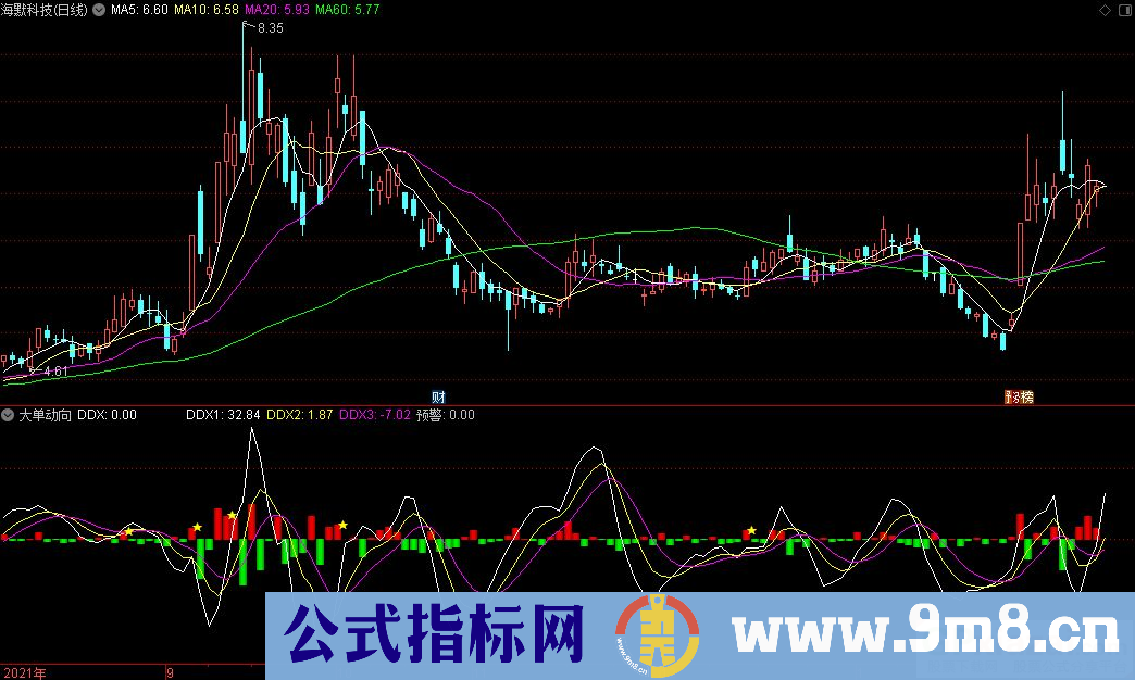 通达信大单动向副图指标 源码 贴图